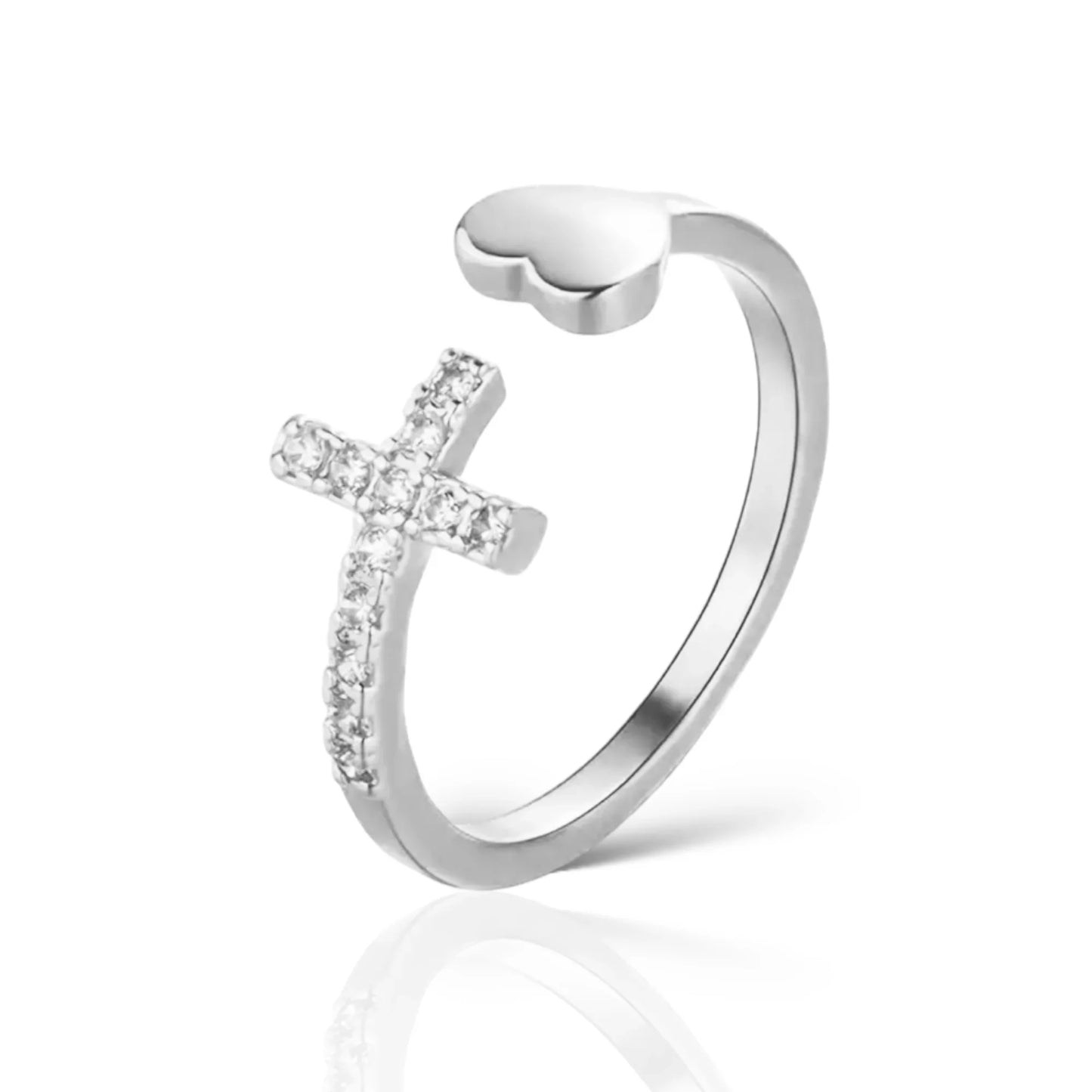 Eleganter Herz Kreuz Ring