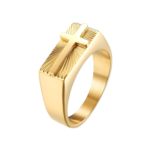 Eleganter Antiker Goldener Kreuz Ring