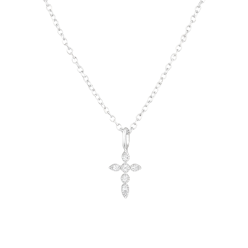 Silberne Kleine Schimmernde Kreuzkette