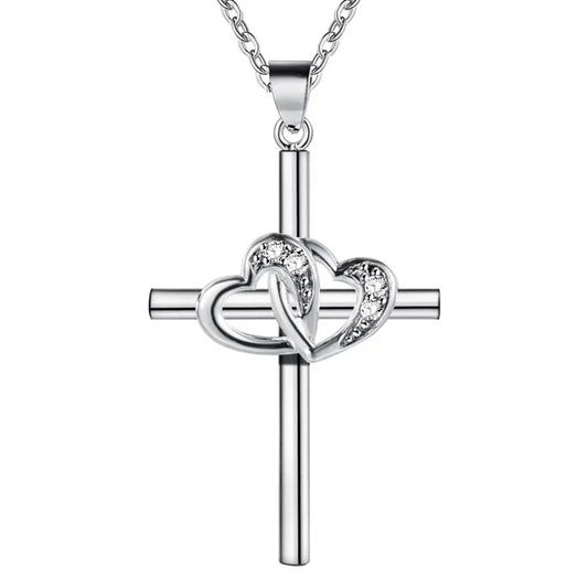 Silber Herzchen Kreuzkette