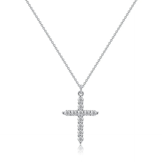 Elegante Glitzer Kreuz Kette