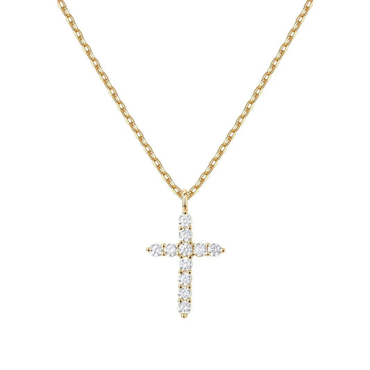 14K vergoldete Kreuz Kette